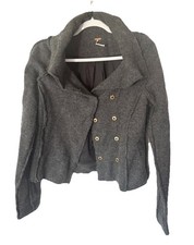 Free People Charcoal Pea Coat with snap buttons LARGE