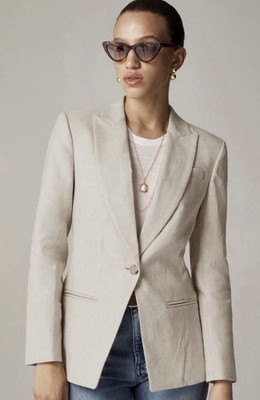 NWT J.Crew $248 Alexandra blazer in stretch linen blend, Flax Ivory - Size 14