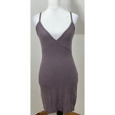 Pretty Little Thing Summer Dress Brushed Ribbed Size 8 Light Purple Mauve V-Neck