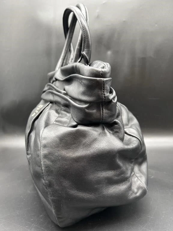 Prada Milano черный наппа кожи собранными в Рюш сумка с короткими ручками Shopper сумка серебряный логотип + сумка для пыли - Изображение 3 из 4