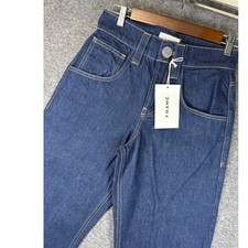 FRAME Oversized Detail Denim Pant Dark Wash Womens Size 25 Preppy Designer New