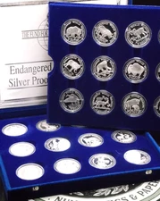 1990 Cook Islands Endangered World *WILDLIFE* (24 Coin) Silver Proof Set w/ Case