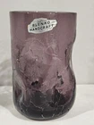 Vintage~Blenko~Hand Blown~Drinking Glass~Amethyst Purple~Crackle~Pinch Dimple