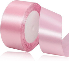 Solid Color Pink Satin Ribbon, 1-1/2 Inches X 25 Yards Fabric Satin Ribbon for G