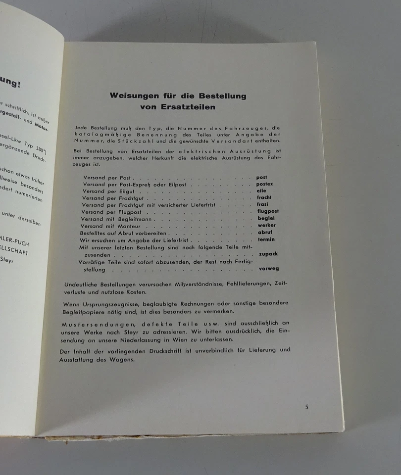 Catalogo Parti Steyr - Diesel - Camion Tipo 380 - 90 CV Stato 09/1954 - Immagine 2 di 4