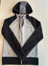 Womens Medium Therma Fit Nike Full Zip Hoodie Jacket Gray Black Pink