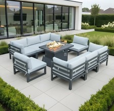 Image of garden furniture Sofa Dining Fire Pit Set With Rain Cover