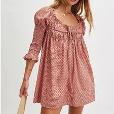 Free People Star Dip Mini Dress Glass Roses Boho Women's Size X-Small NEW