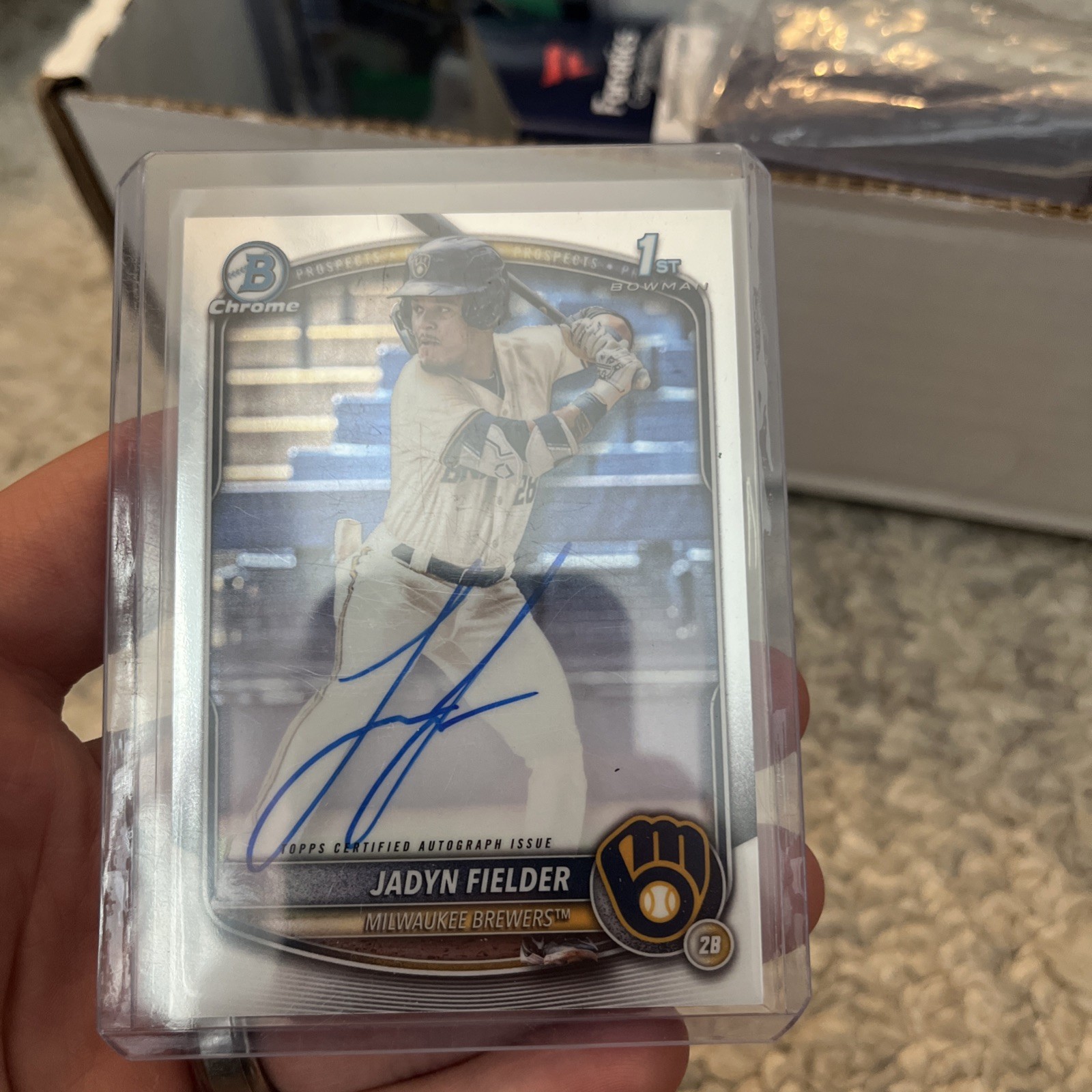 JADYN FIELDER 2025 BOWMAN CHROME 1ST ROOKIE AUTO #CPA-JF BREWERS Q6642