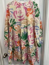 Gap Maternity Dress 100% Cotton Floral Multicolored  Long Sleeve A-Line - Large