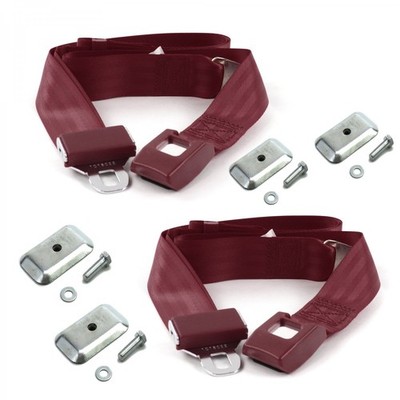 Triumph TR250 1961-1976 Standard 2pt BURG Belt Kit w/Brackets-2 Belts