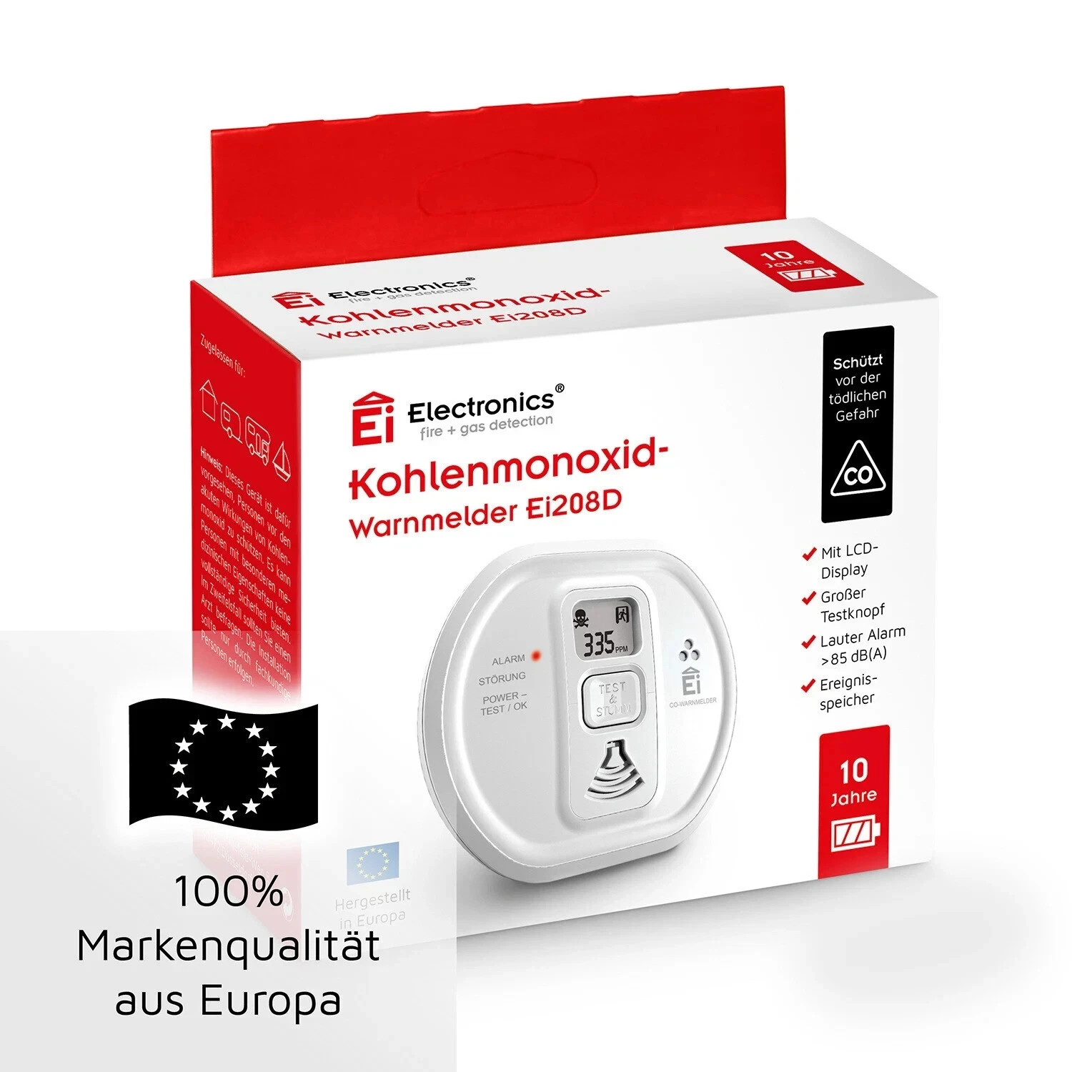 Ei Electronics Ei208d Kohlenmonoxidmelder, Co-Melder Mit Lcd-Display Und Batterie Für Jahre, Stand-Alone-Gerät, Weiß Größe 10 - Image 3