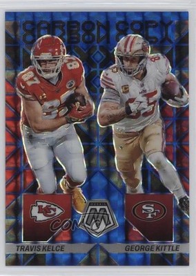 2023 Panini Mosaic Carbon Copy Blue Prizm 84/99 Travis Kelce George Kittle 19wc