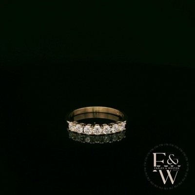 9ct Gold Moissanite Ring Farley And Weston Yellow Gold Half Eternity