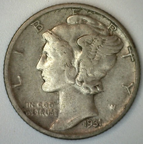 1931 D Silver Mercury Dime Extra Fine Circulated 10 Cent Denver Mint XF