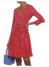 NWT $428 DVF Diane Von Furstenberg Irina Wrap Red Dress Floret Poinsettia Large