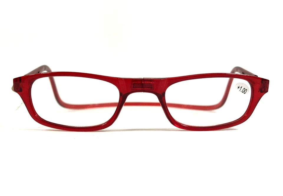 CliC Magnetic Reading Eyeglasses Glasses +1.00 RED Oval Full Rim 50-23 - Image 2 of 4