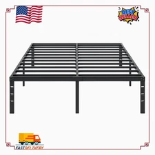 14" King Metal Bed Frame: Heavy-Duty Mattress Foundation, Easy Assembly