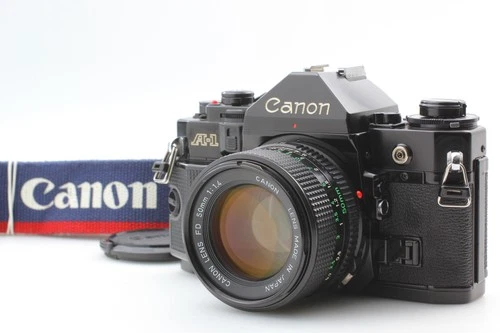 [Exc+5] Canon A-1 Black SLR Film Camera Body New FD 50mm f/1.4 Lens From JAPAN