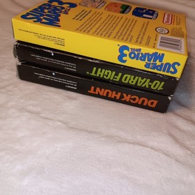 3 NES Game Boxes LOT = MATTE STICKER DUCK HUNT SUPER MARIO 3 GLOSS 10-YARD FIGHT