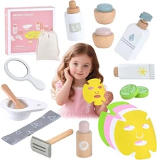 Ehome Wooden Makeup Toy Set for Toddler Pretend Play Skin Care Beauty Salon... 