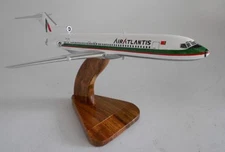 B-727 Boeing Air Atlantis B727 Airplane Mahogany Kiln Wood Model Small New