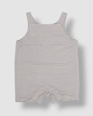 Angel Dear Baby's Unisex Gray Striped Shortall One Piece Size 3-6M