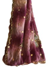 Georgette Dupatta Scarf Vintage Indian Embroidered Long Stole For Woman LD7202