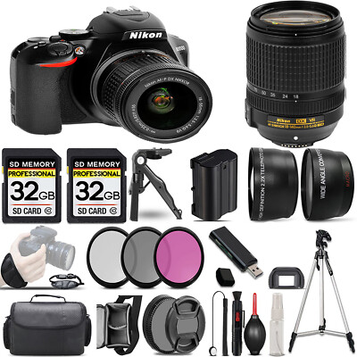 Nikon D3500 DSLR Camera with 18-55mm Lens +18-140mm Lens +3 PC Filter +64GB