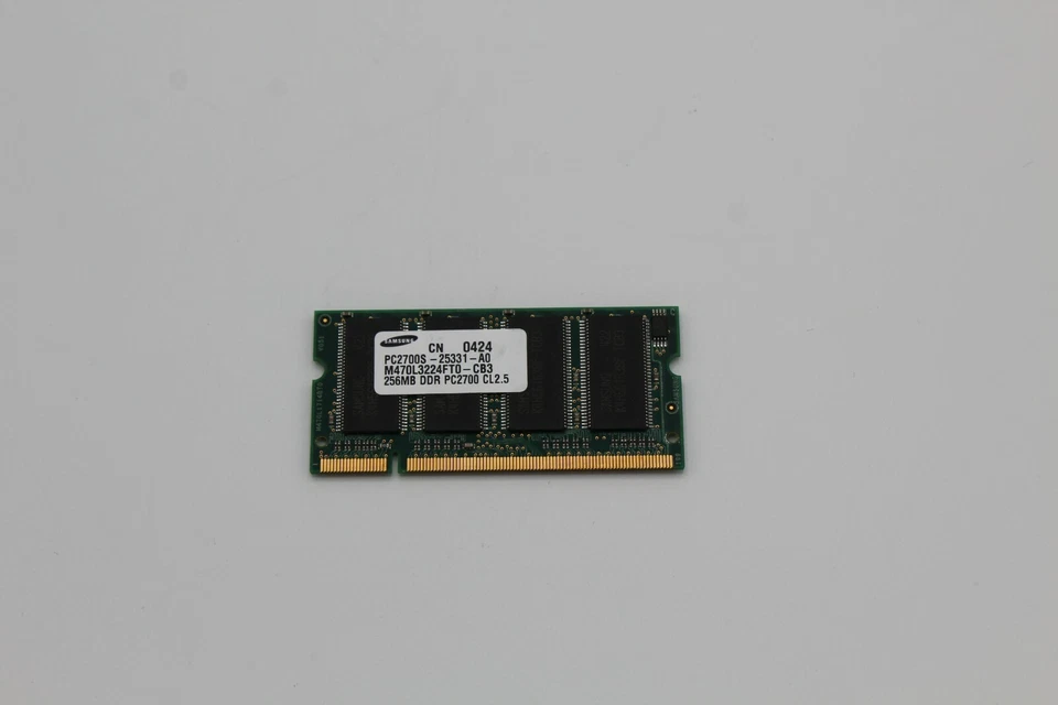 Samsung Laptop Memory SODIMM 256MB DDR PC2700 CL 2.5 M470L3224FT0-CB3 PC2700S us - Image 2 of 4