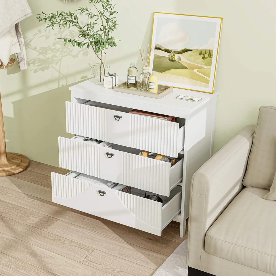 3-Tier Drawer Dresser, Modern Style Chest of Drawers, Home Storage Cabinet W/Ant - image 2 of 4