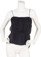 Christian Dior Haute Couture 1976 F/W Vintage Black Silk Chiffon Tank Top Sz XS