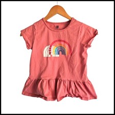 Tea Collection Rainbow Graphic Ruffle Hem Top Girl's Size 10