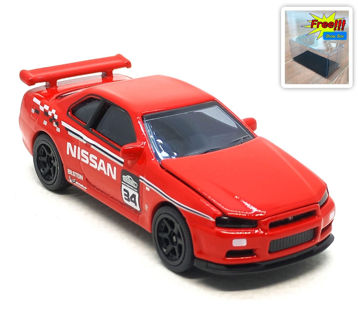 Nissan R34 Skyline GT-R ミニカー 1/64 RED PA Diecast 164 | Mini GT Nissan Skyline R34 V-Spec Active Red