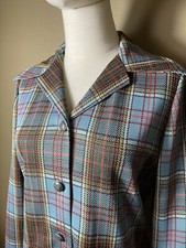 Vintage 1970s Jane Colby Blue Plaid Blazer Size Medium