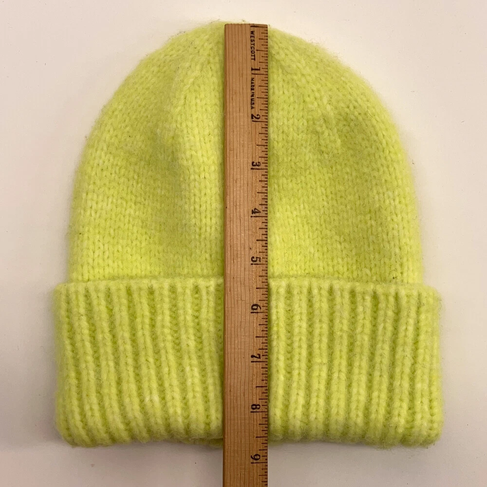 Bright Yellow Highlighter Color Recycled Blend Winter Cuff Hat
