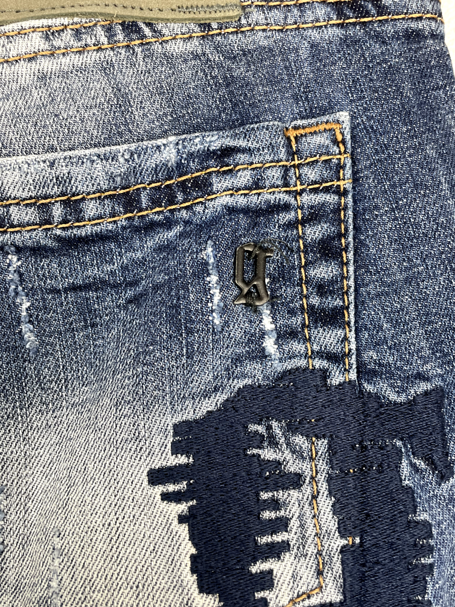 John Galliano Blue Ripped Denim Luxury Italian Design Zip Fly