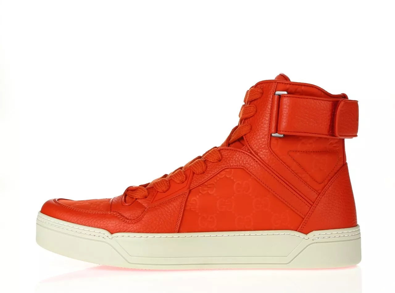 Baskets montantes homme GUCCI 228419 rouge foncé nylon cuir taille 9 G UK