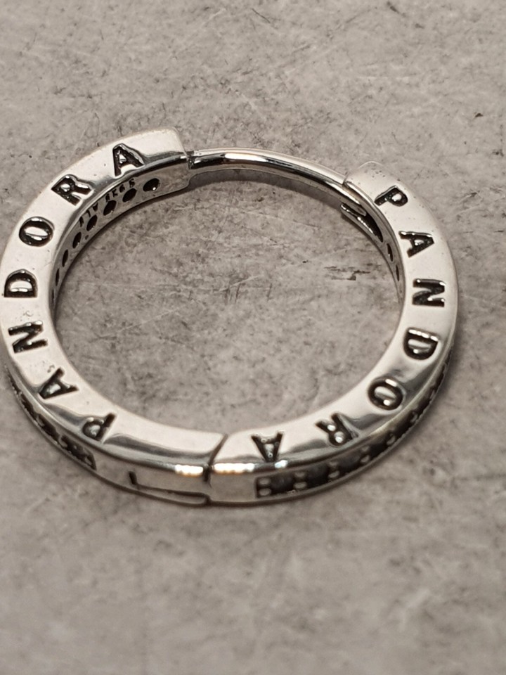 Pandora Signature Logo Hoop Earrings Used eBay