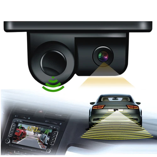 2in1 Car Parking Reversing Sensor Radar Rear View Backup Night Vision Camera Kit