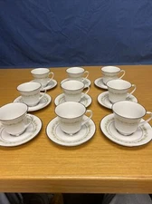 Noritake 6908 TRILBY (9 Sets) Footed Cup and Saucer Sets