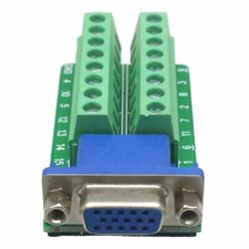 DB15 D-SUB VGA female jack 15pin port Terminal Breakout PCB RS232 3 row screw