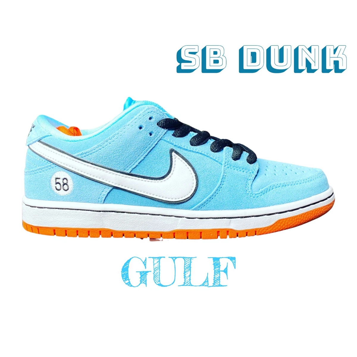 SB Dunk Low Club 58 Gulf Nike Porsche Blue Skateboarding Shoes Men Size 13