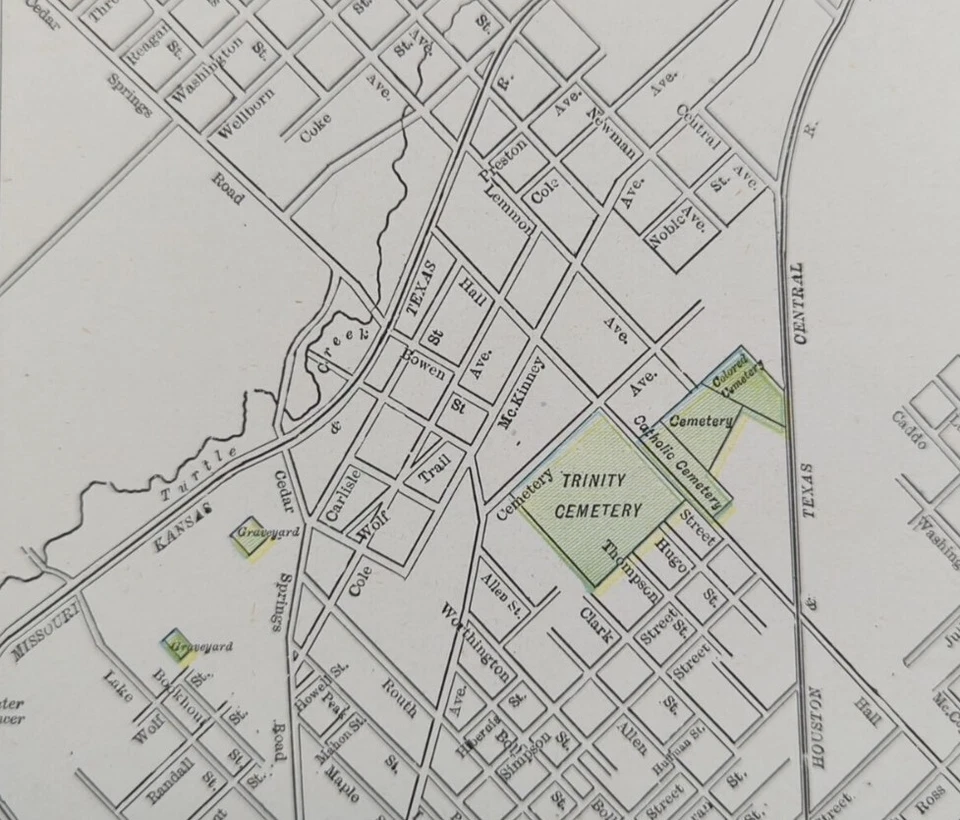 Mapa vintage de Dallas Texas 1892 11"x14" ~ antiguo original PAUL QUINN COLLEGE Foto 4 de 4