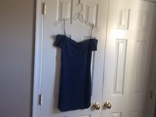 Blue Teal Dress Party Formal Cocktail Wedding Off Shoulder NEW Sz Medium