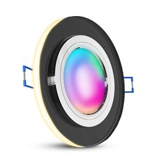 YAPU Glas Einbauspot mit LED Ring schwarz Smart LED RGBW 4W dimmbar