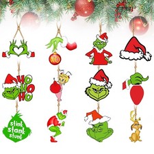 24 Pcs Christmas Wood Ornaments Christmas Tree Ornaments Decorations Hanging ...