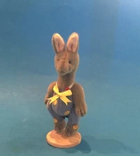 DEB CANHAM  "MUFFIN MULE" 3" FULLY JOINTED-GRAY MULE-JOINTED-WITH BLUE OVERALLS