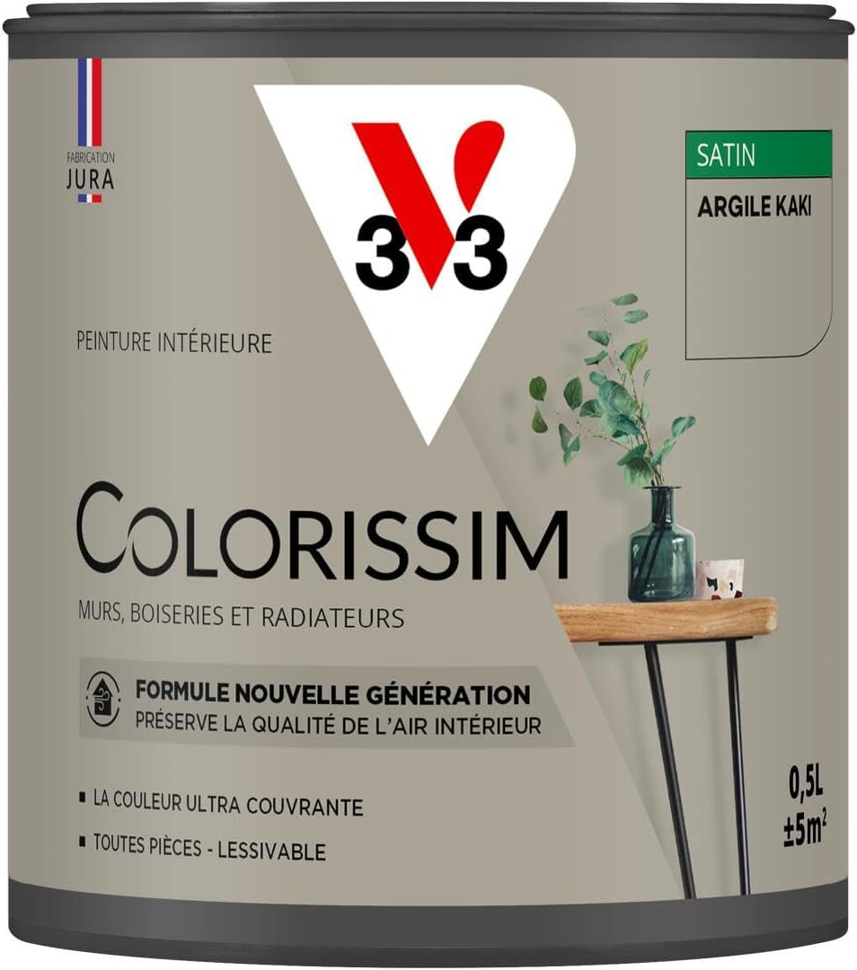 Peinture multi-supports Colorissim Argile kaki satin V33 0,5L
