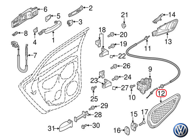Original Volkswagen 8V4839916B Cover for Inner Door Panel Right